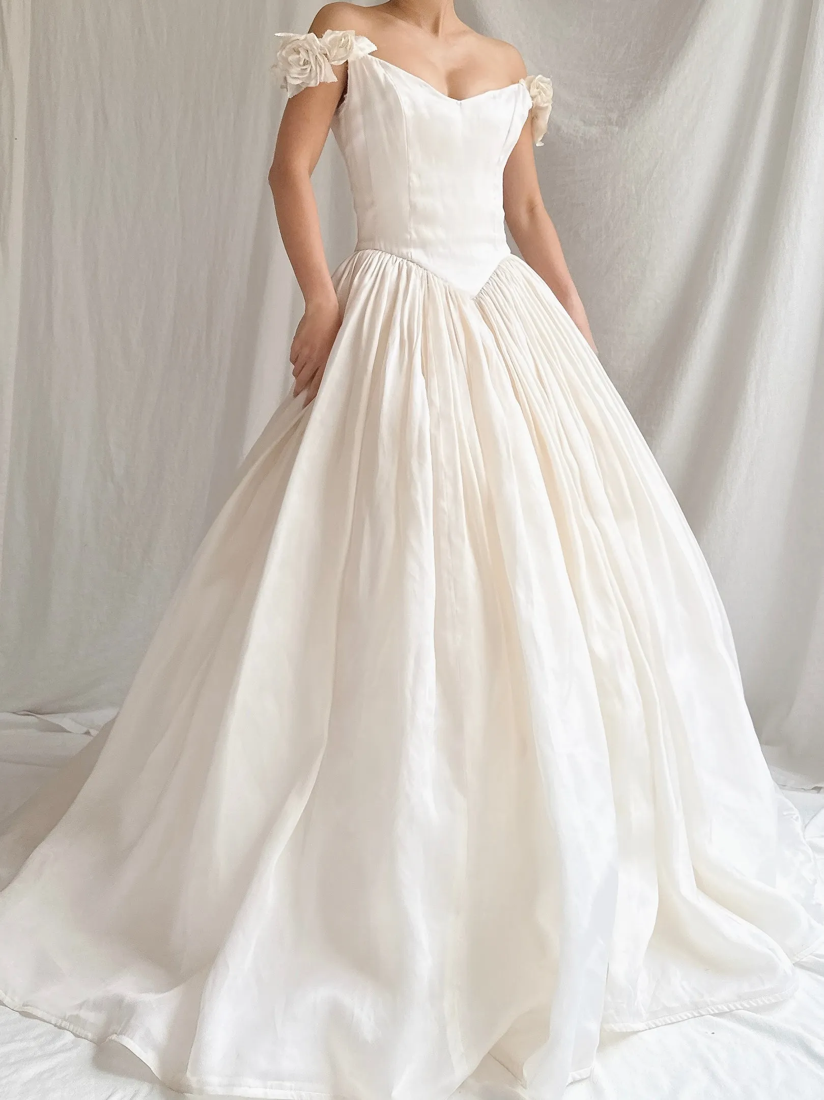 Vintage Silk Organza Off-the-Shoulder Gown - XS/2