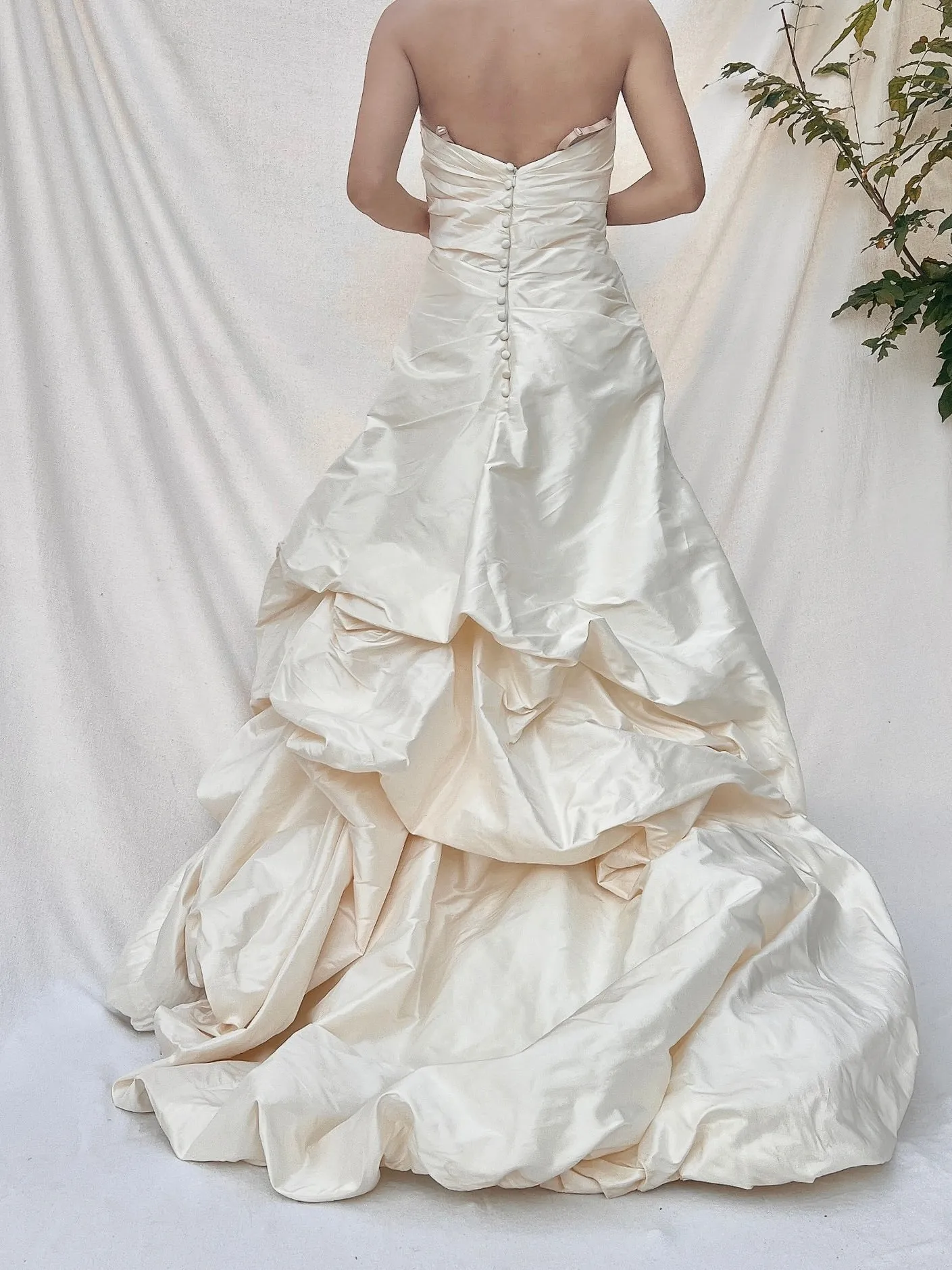 Vintage Silk Strapless Gown - S