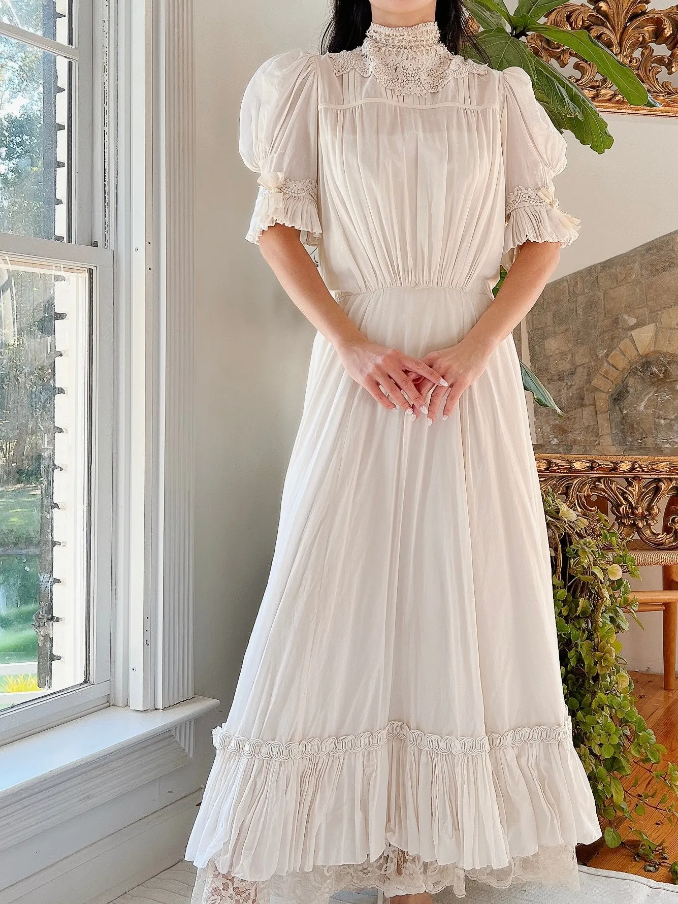 Vintage Silk/Cotton High Neck Dress - XS