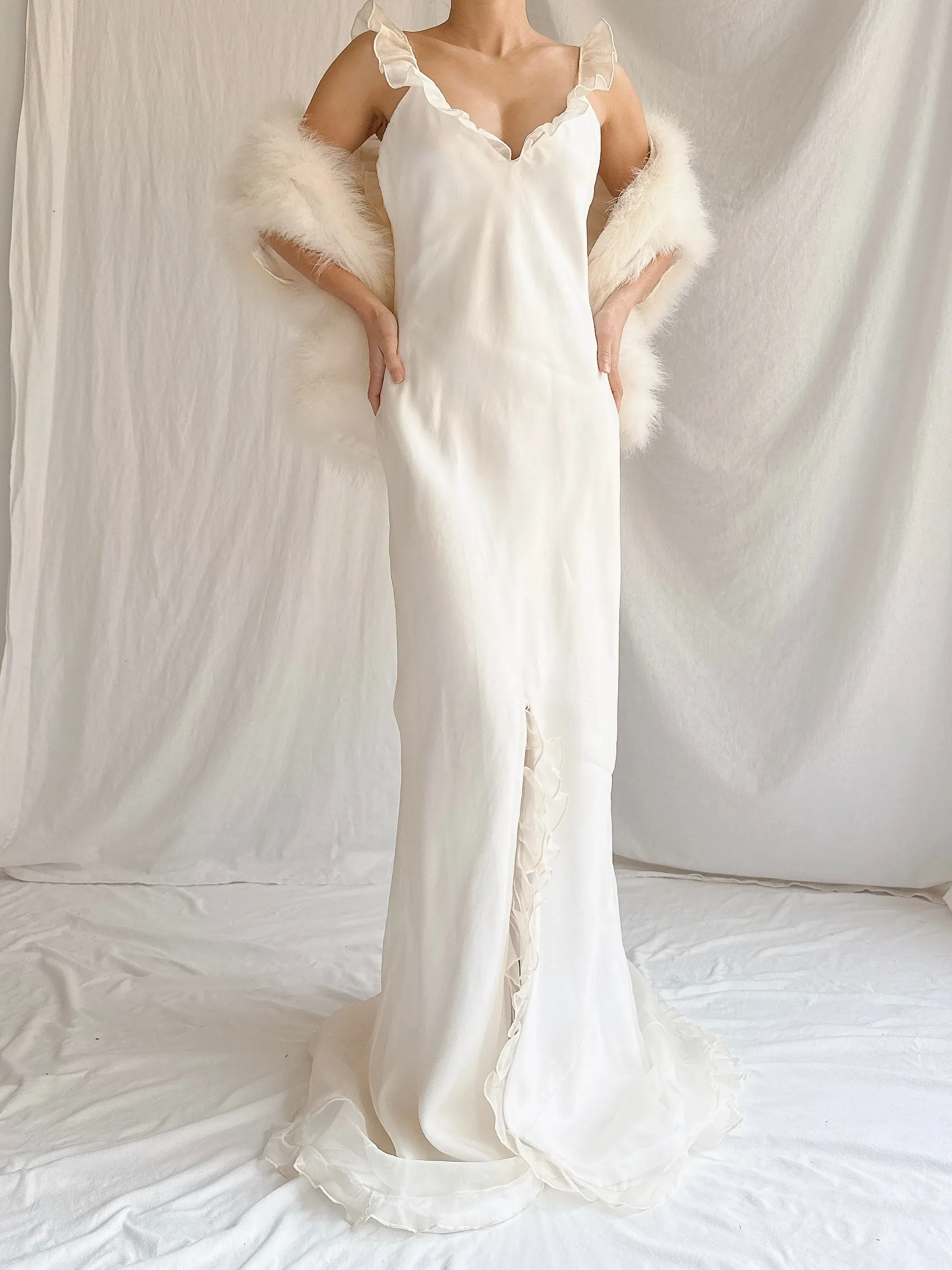 Vintage Sleeveless Feather Jacket - OSFM