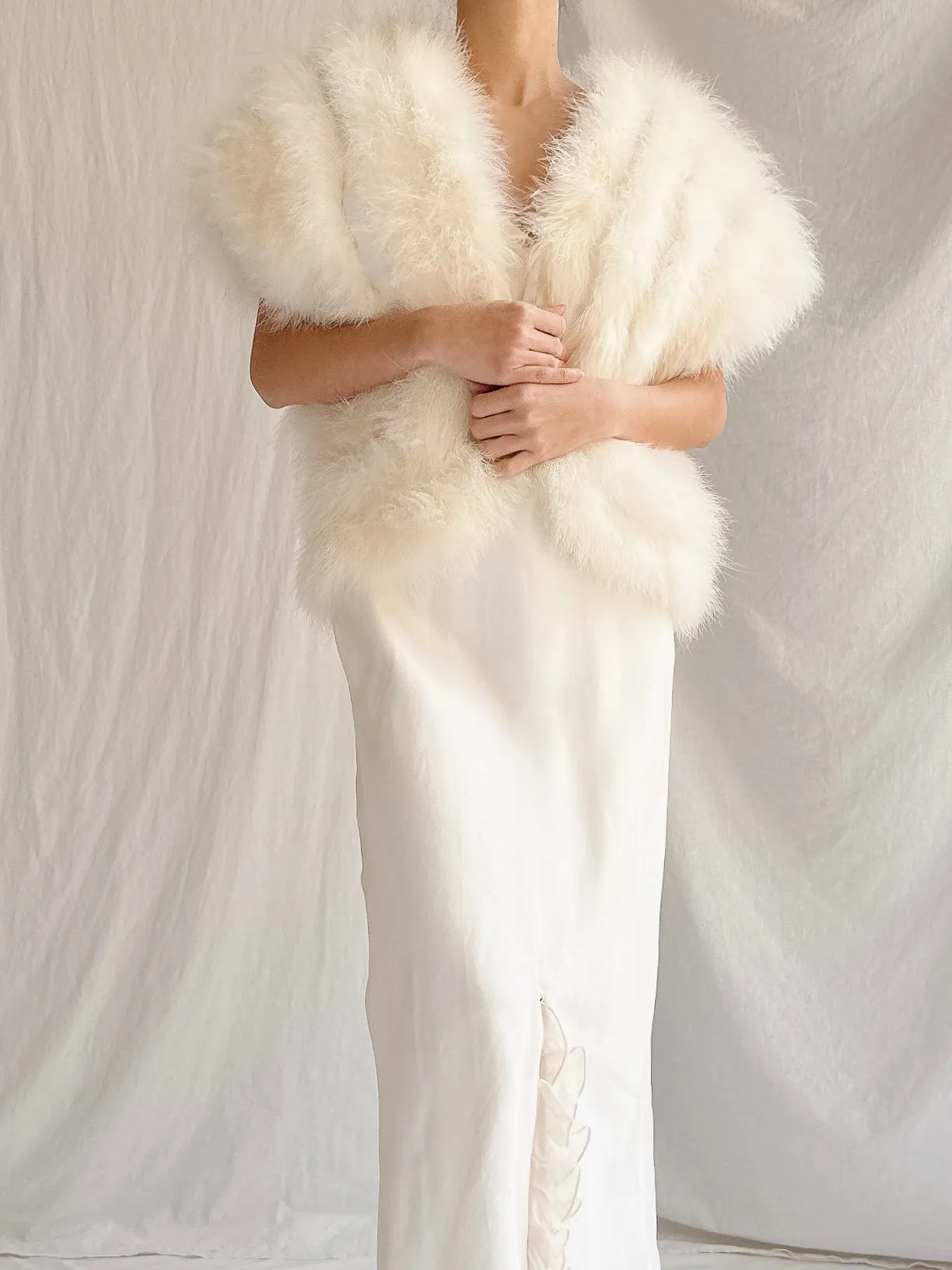 Vintage Sleeveless Feather Jacket - OSFM