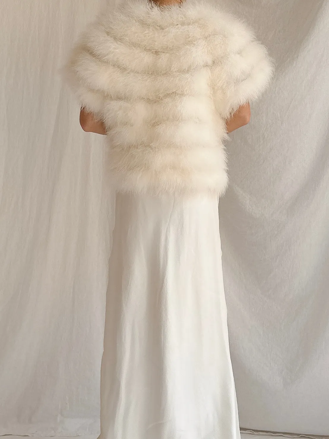 Vintage Sleeveless Feather Jacket - OSFM