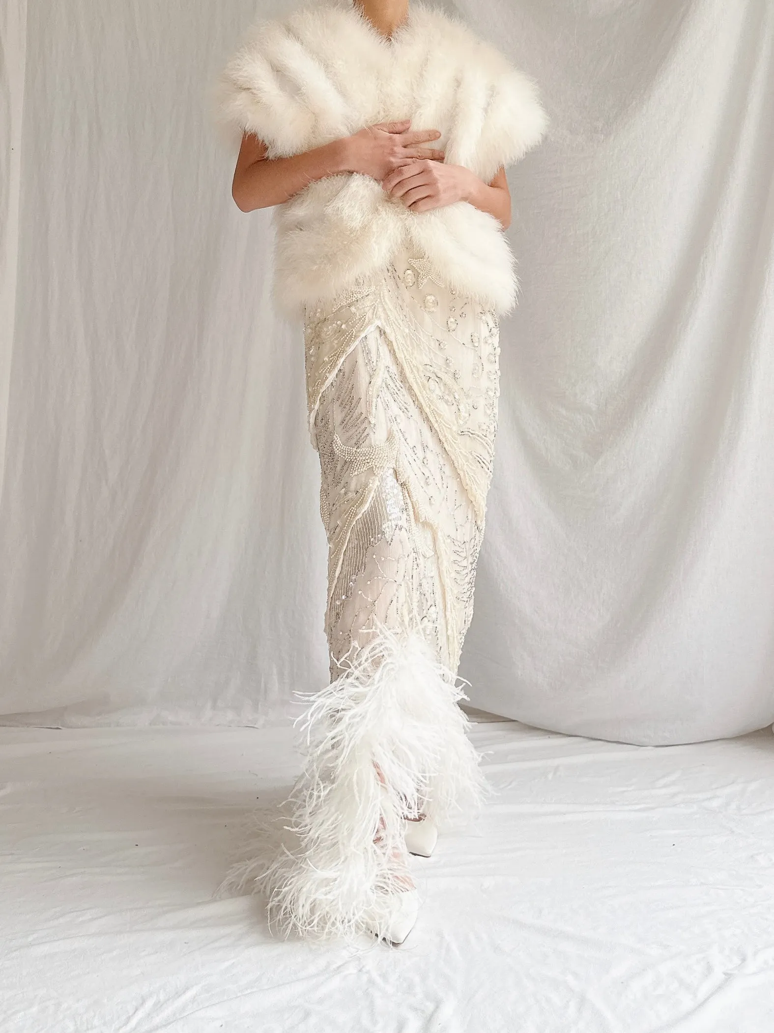 Vintage Sleeveless Feather Jacket - OSFM