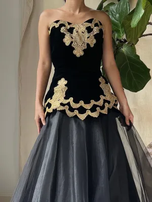 Vintage Strapless Velvet Top - S