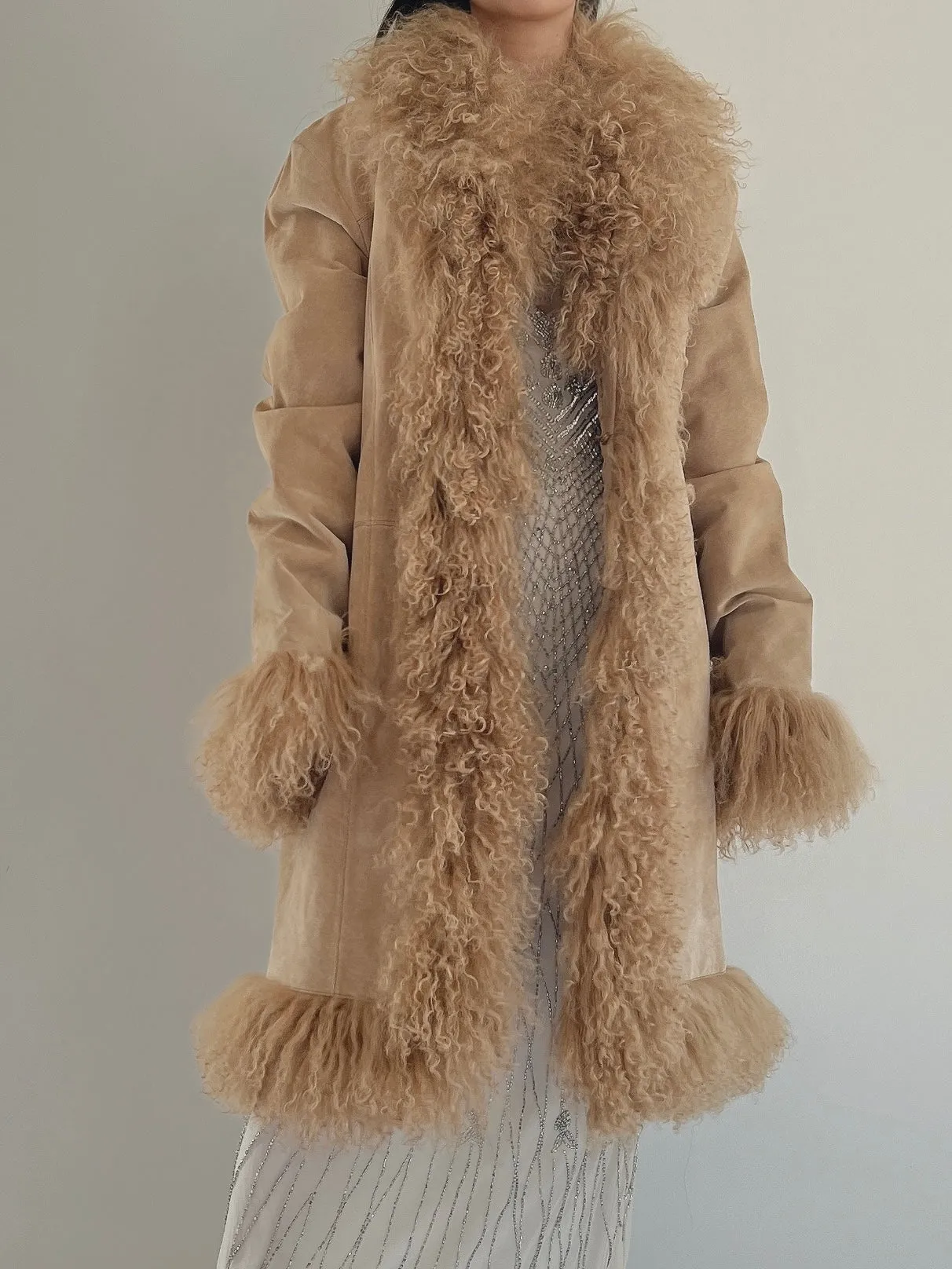 Vintage Suede and Shaggy Fur Coat - M/L
