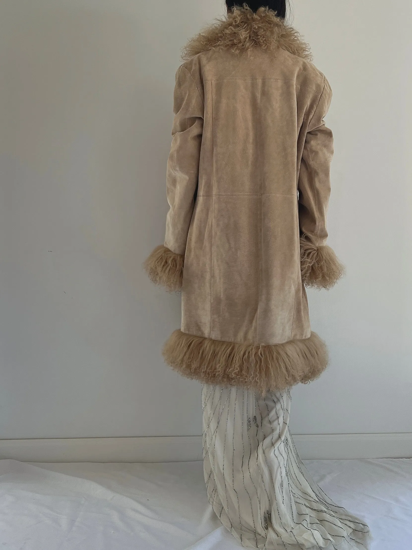 Vintage Suede and Shaggy Fur Coat - M/L