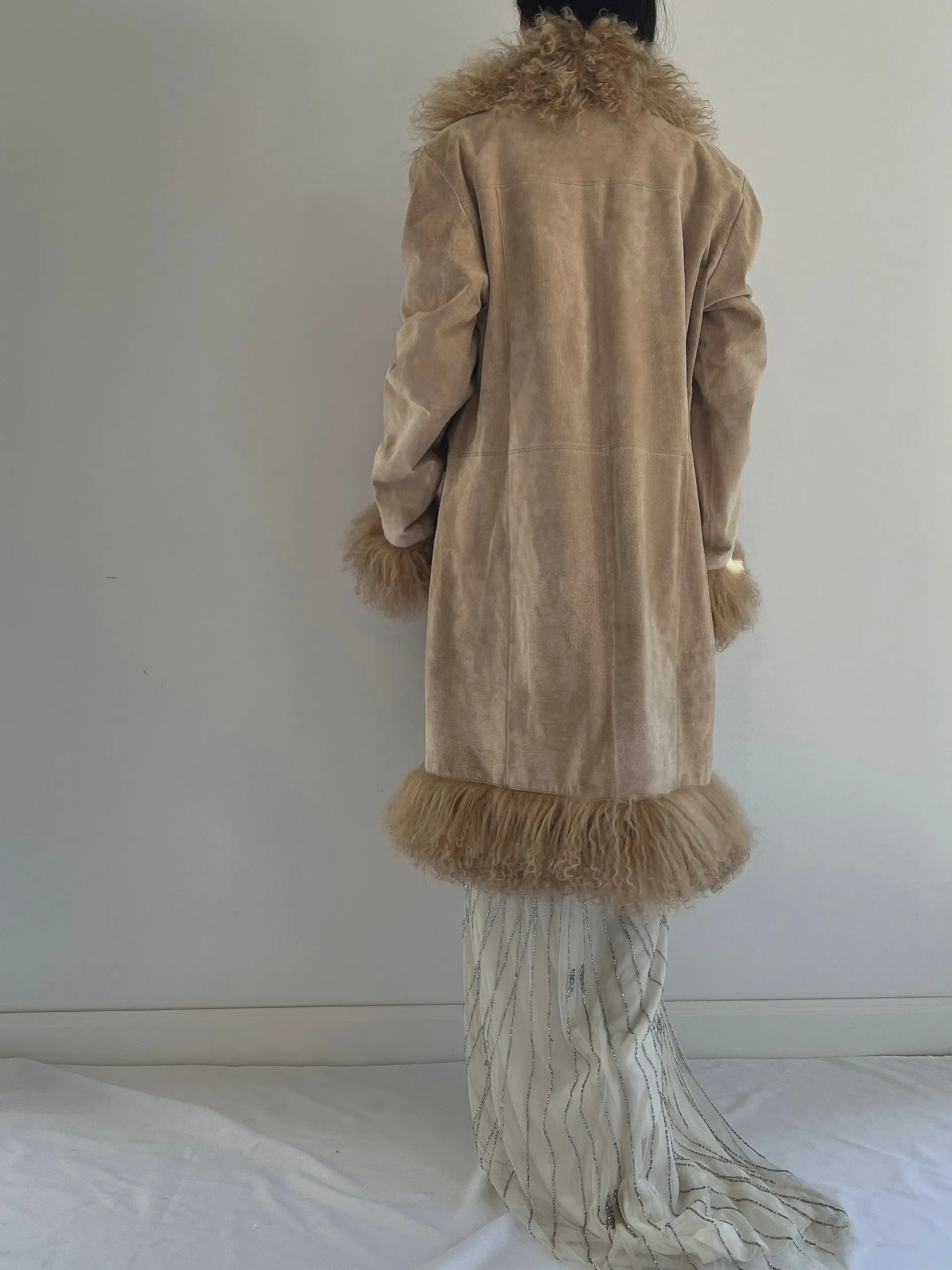 Vintage Suede and Shaggy Fur Coat - M/L