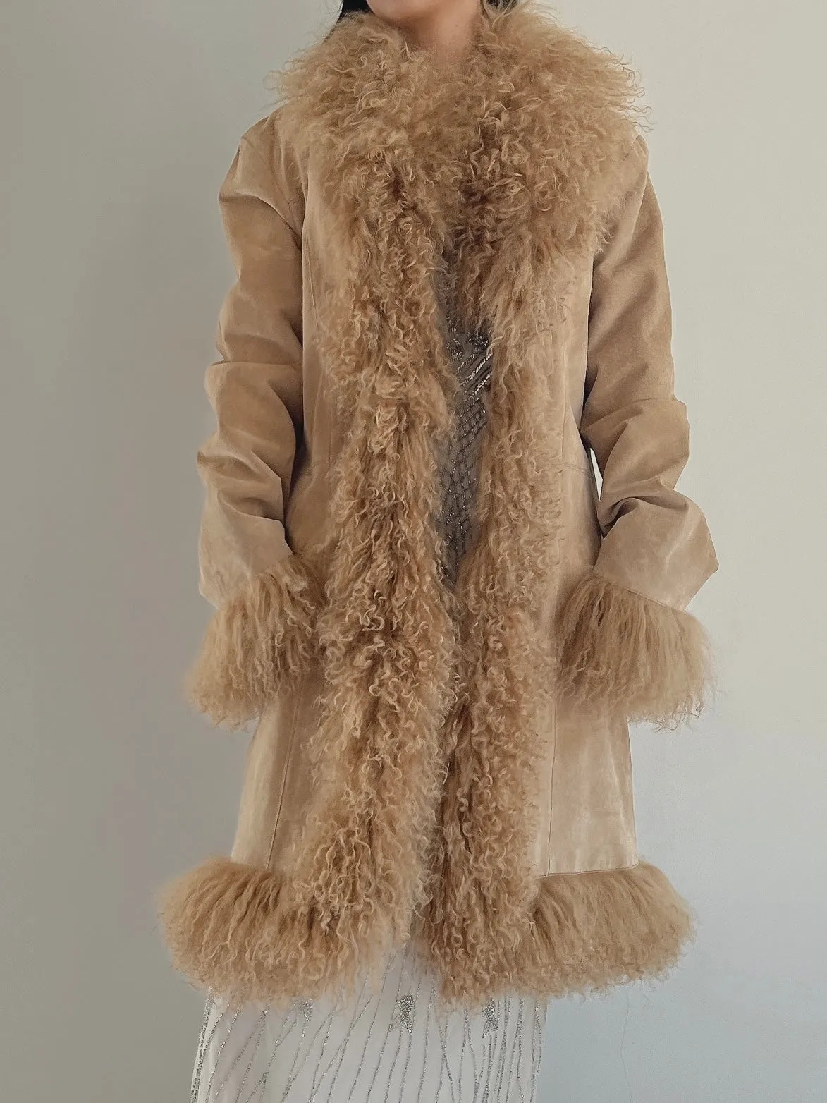 Vintage Suede and Shaggy Fur Coat - M/L