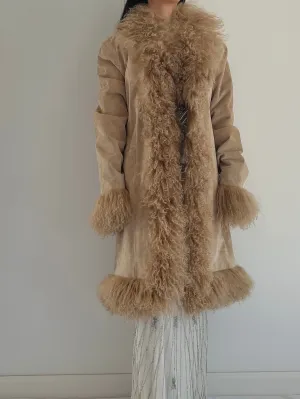Vintage Suede and Shaggy Fur Coat - M/L