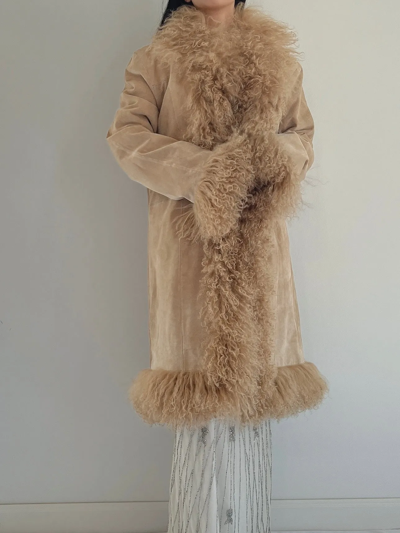 Vintage Suede and Shaggy Fur Coat - M/L