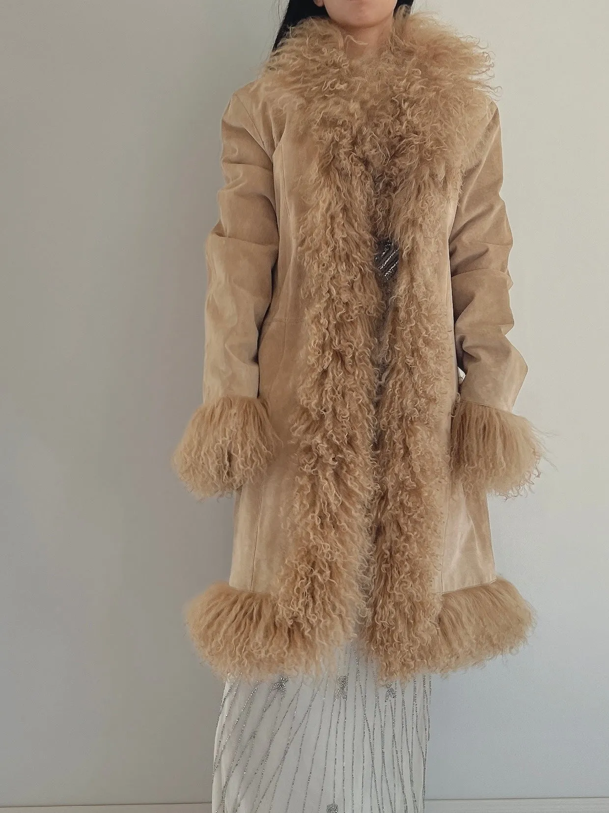 Vintage Suede and Shaggy Fur Coat - M/L