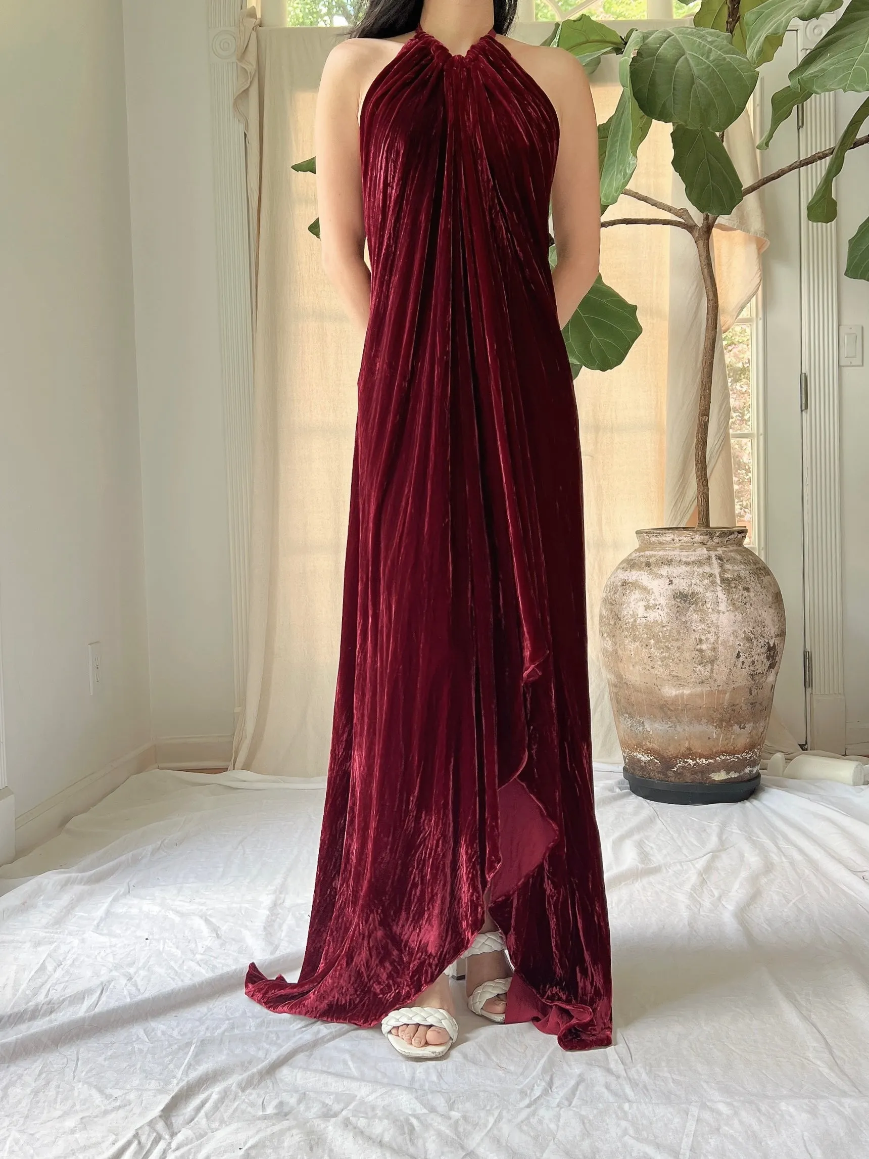 Vintage Velvet Halter Dress - OSFM