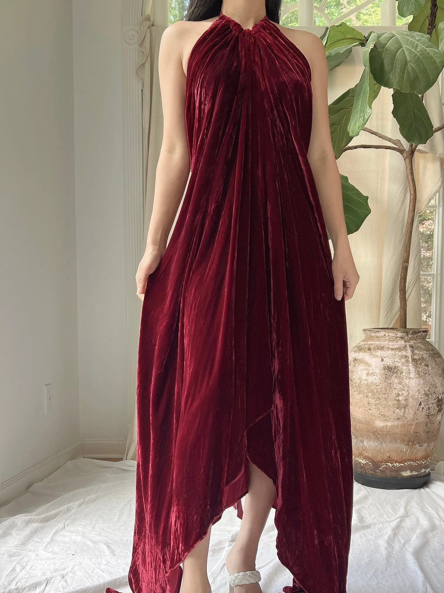 Vintage Velvet Halter Dress - OSFM