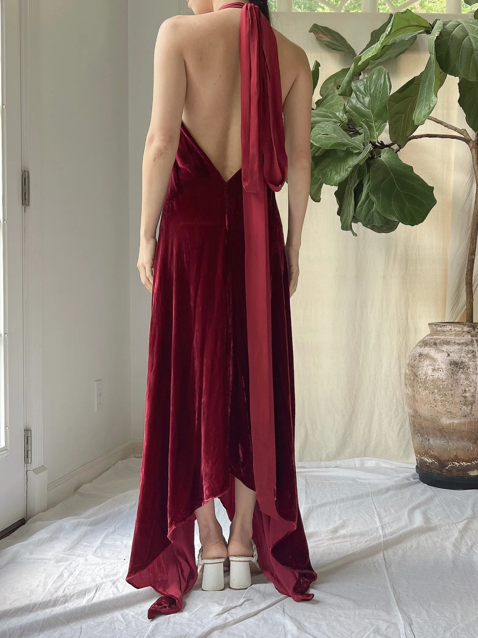 Vintage Velvet Halter Dress - OSFM