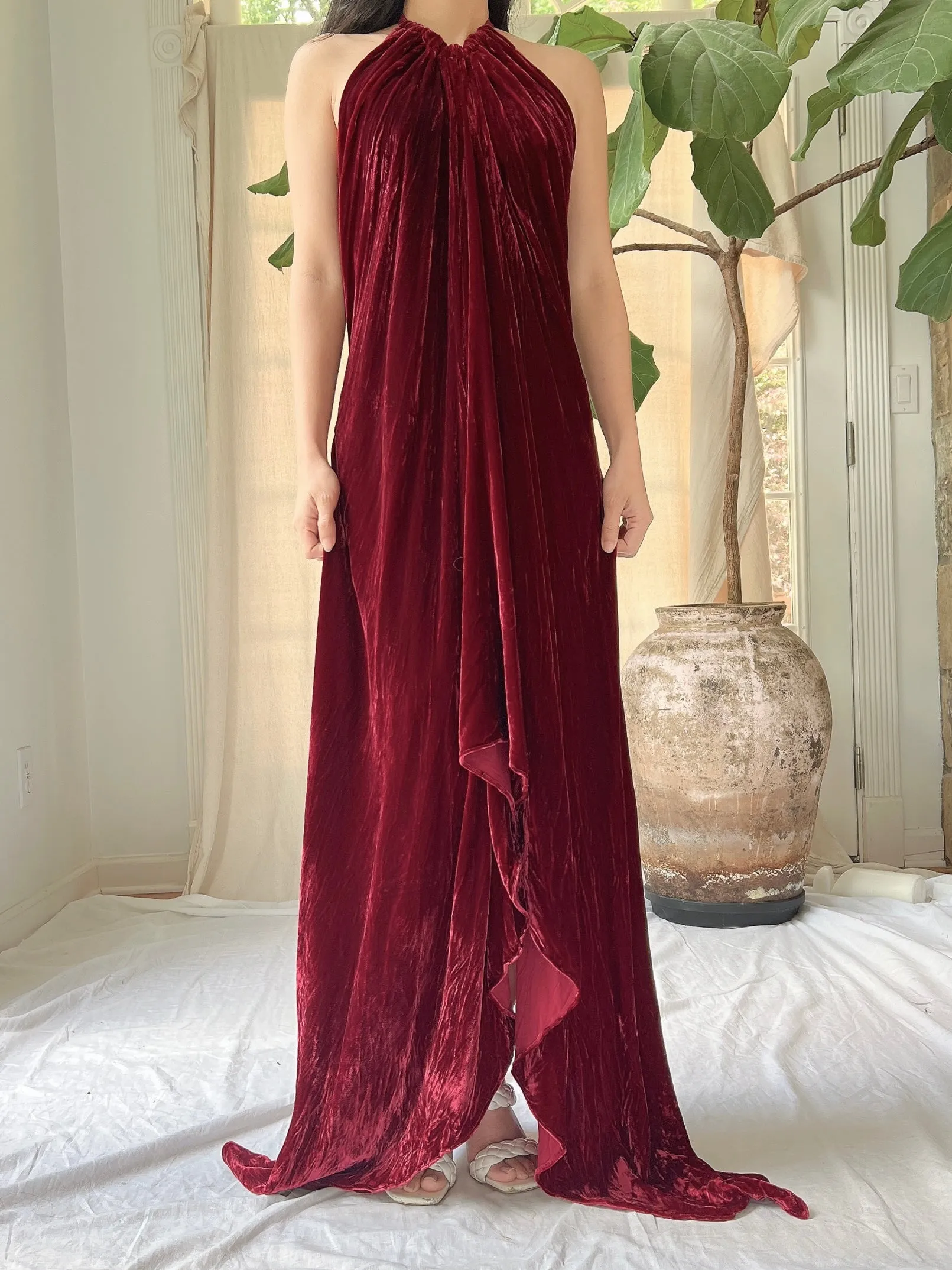 Vintage Velvet Halter Dress - OSFM