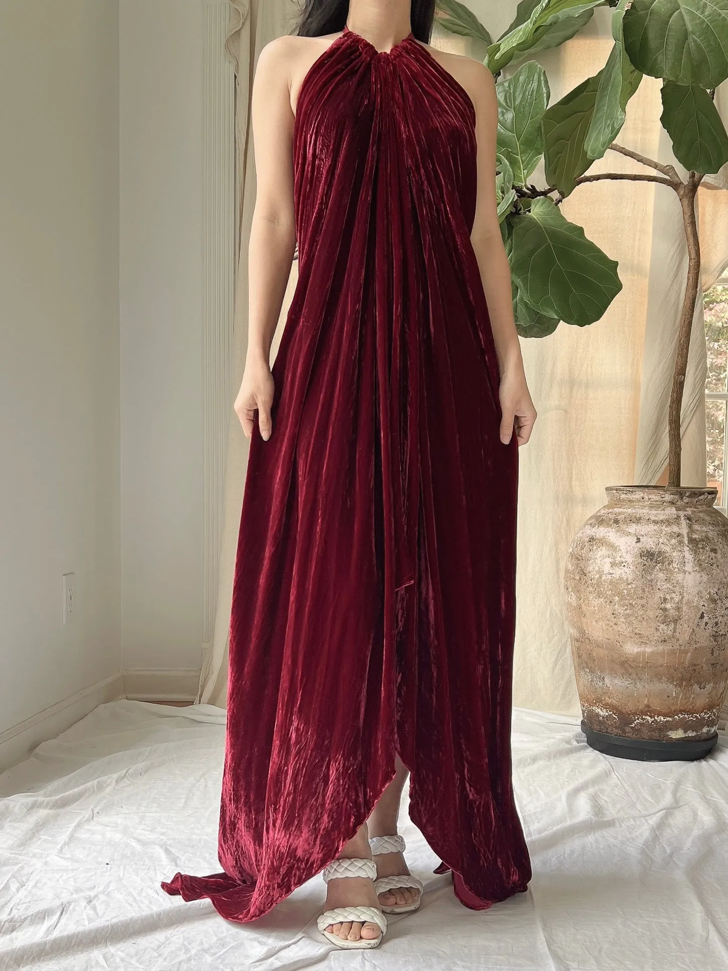Vintage Velvet Halter Dress - OSFM