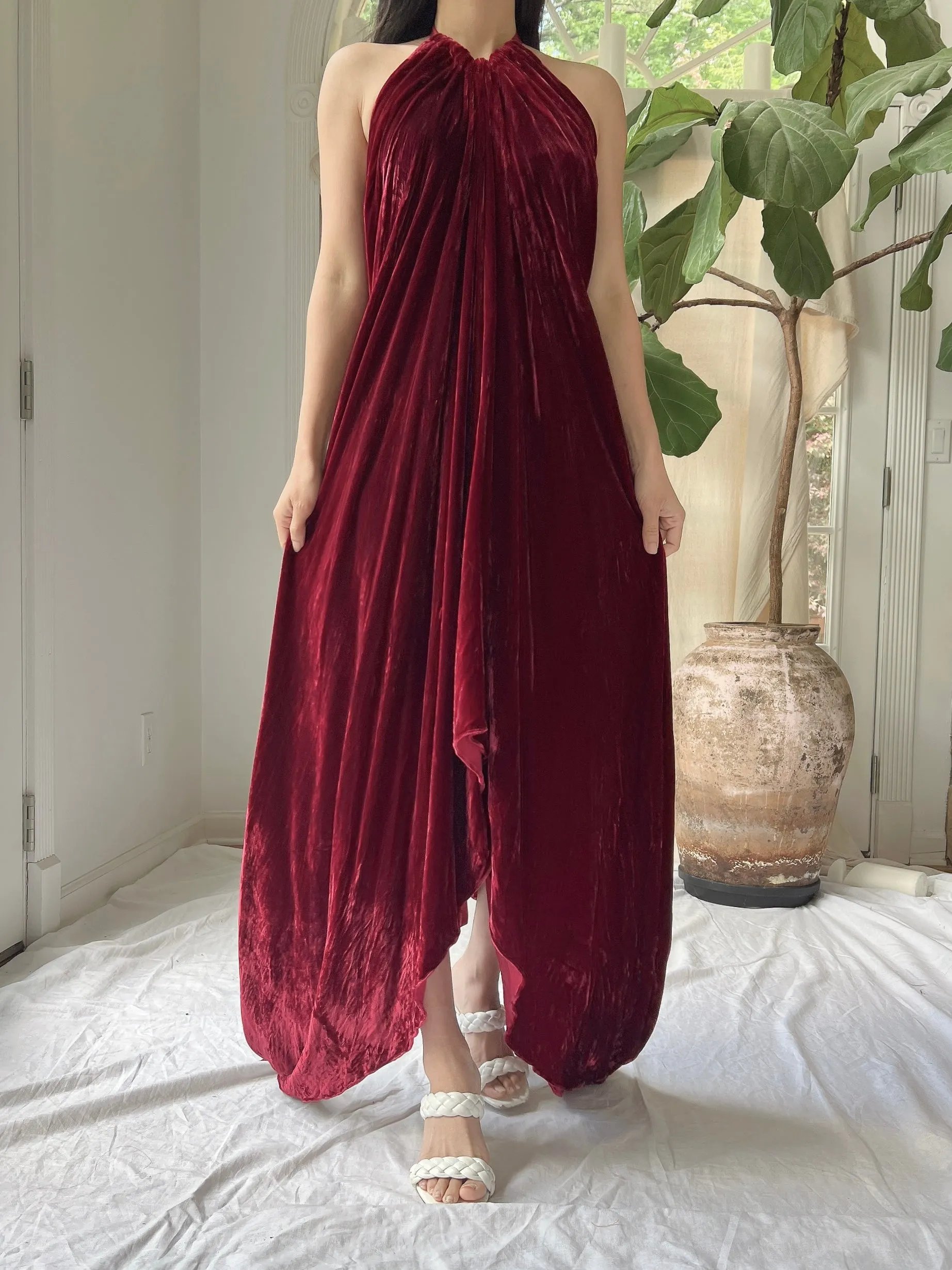 Vintage Velvet Halter Dress - OSFM