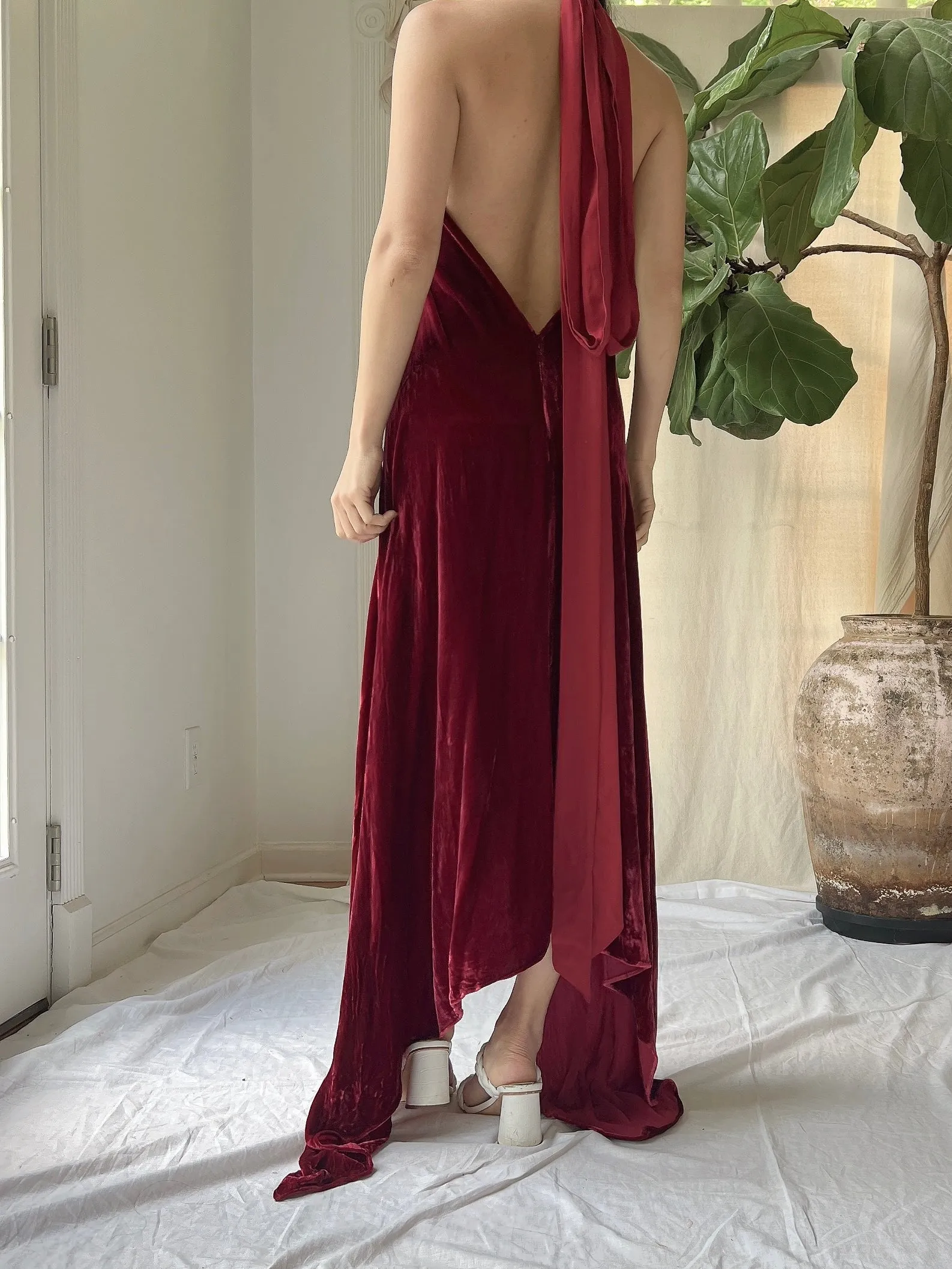 Vintage Velvet Halter Dress - OSFM