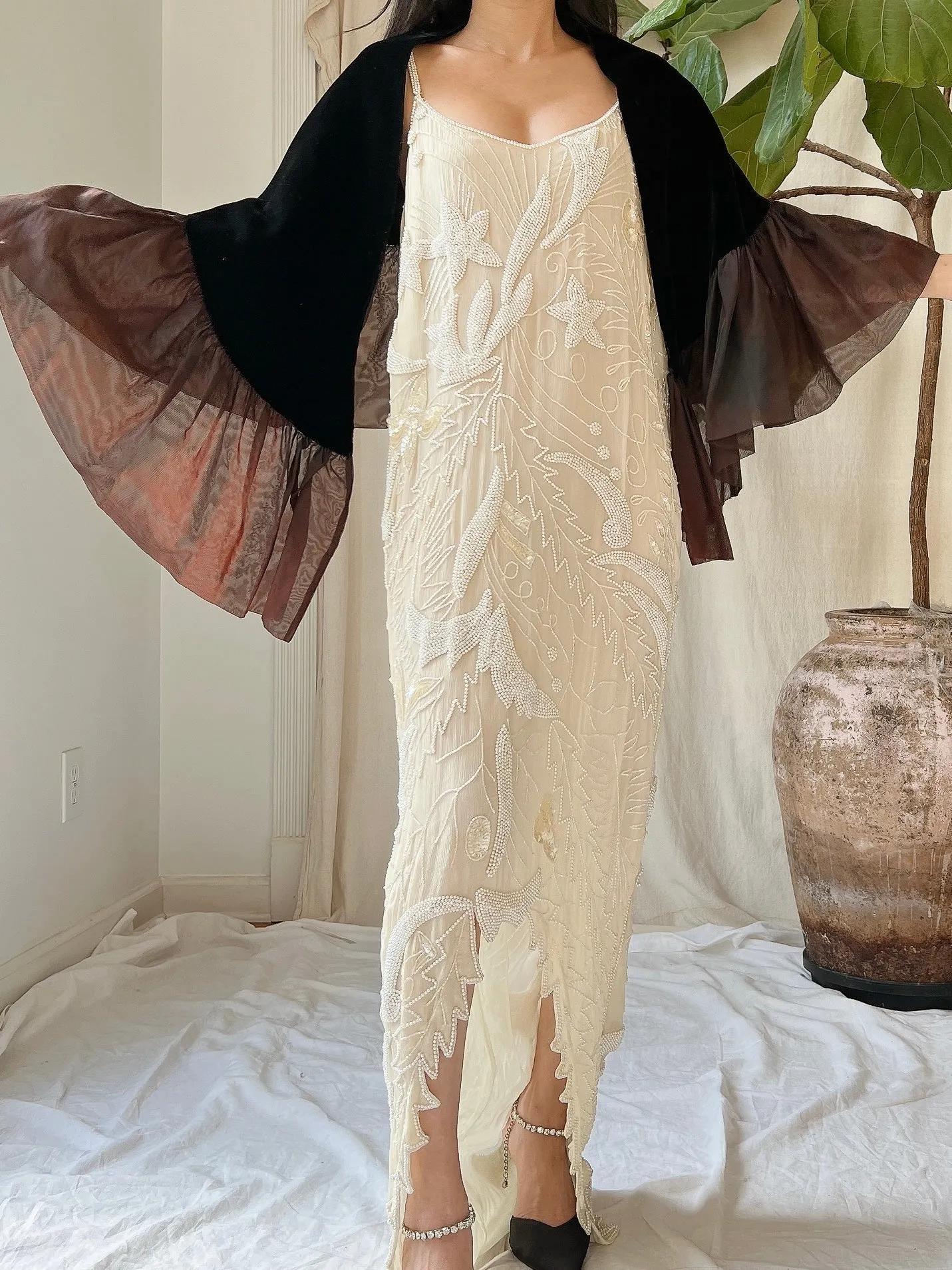 Vintage Velvet Ombre Shawl - OSFA