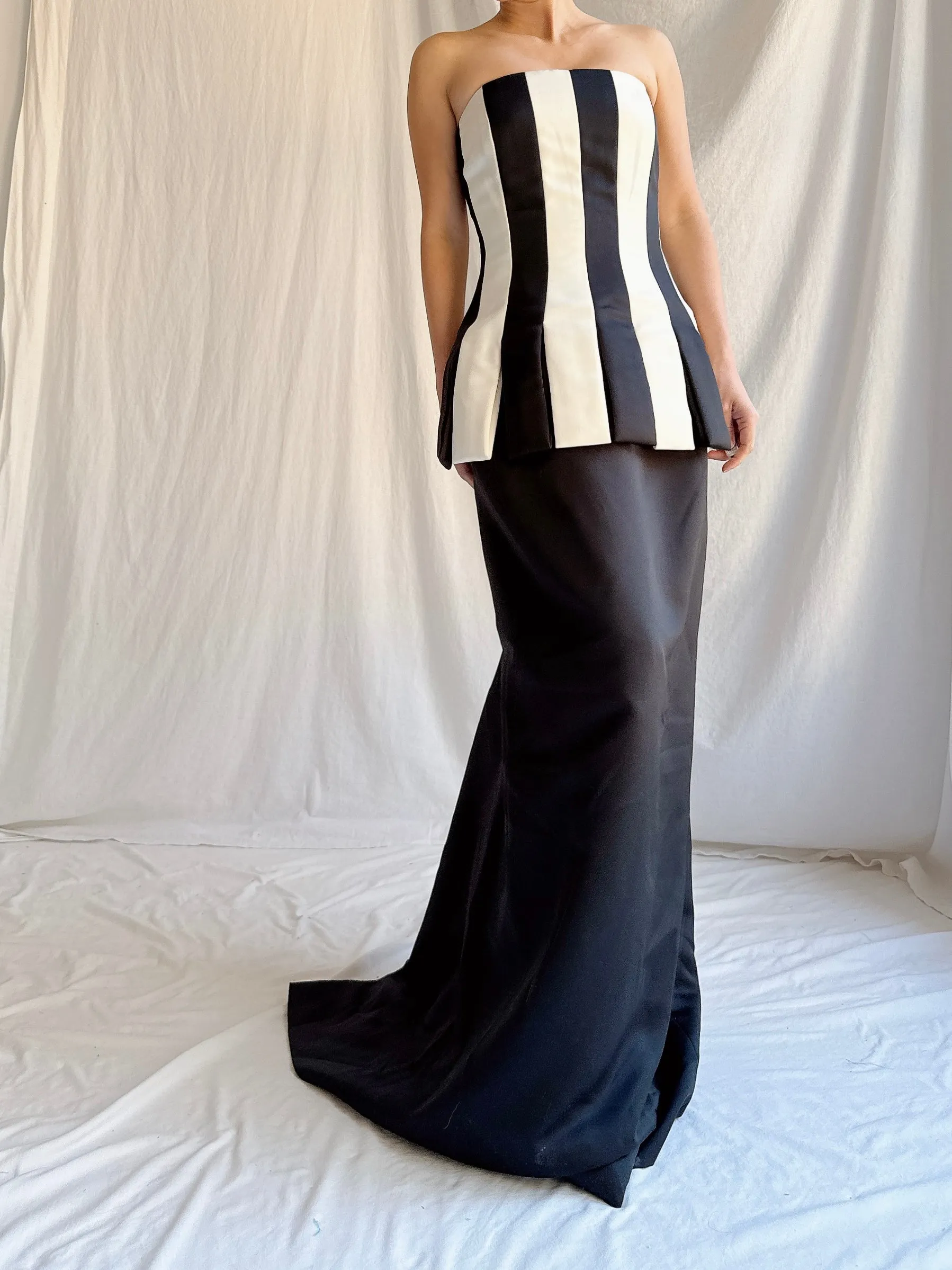 Vintage Victor Costa Striped Gown - M