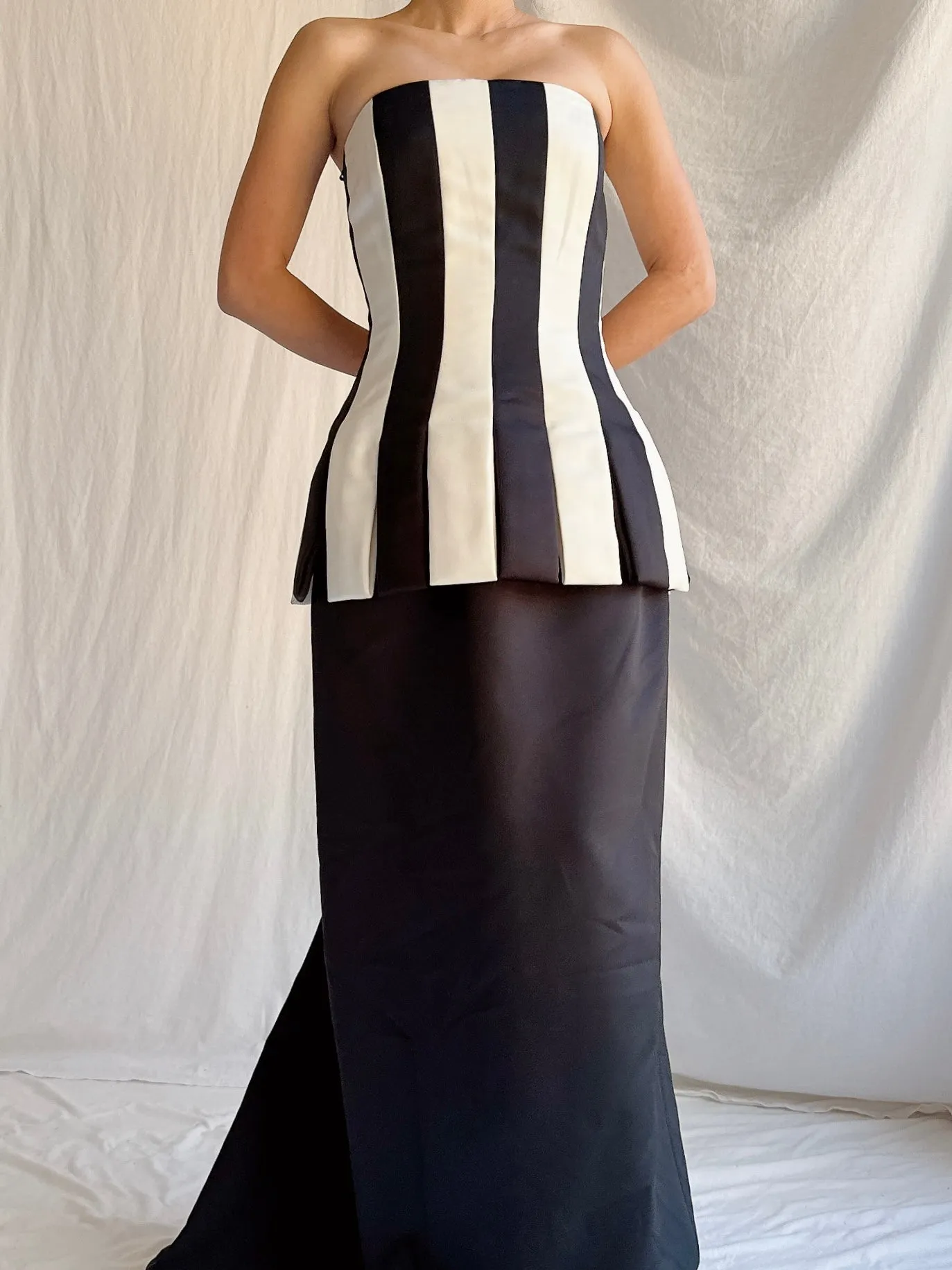 Vintage Victor Costa Striped Gown - M