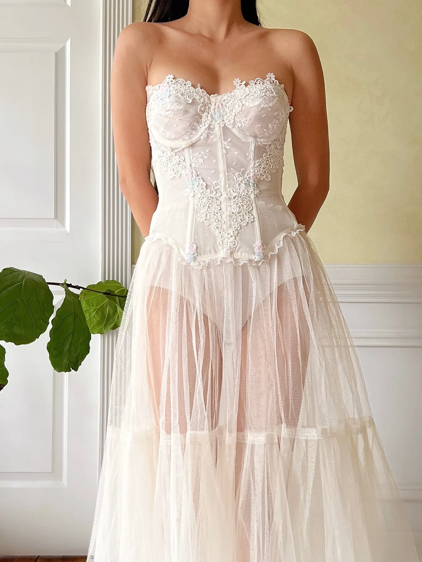 Vintage VS Embroidered Bustier - 34B/32C