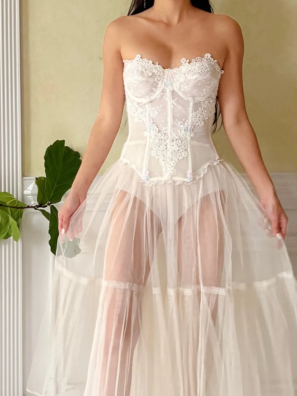 Vintage VS Embroidered Bustier - 34B/32C