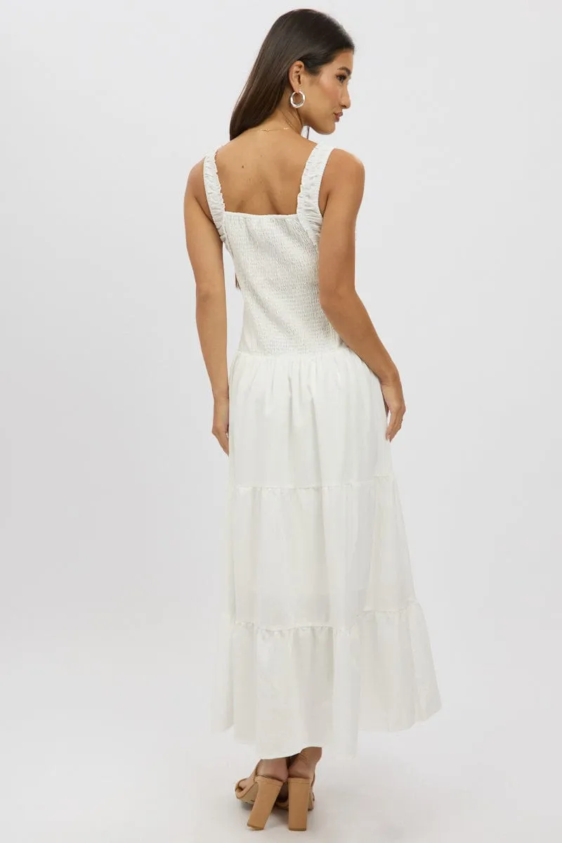 White Maxi Dress Drop Waist