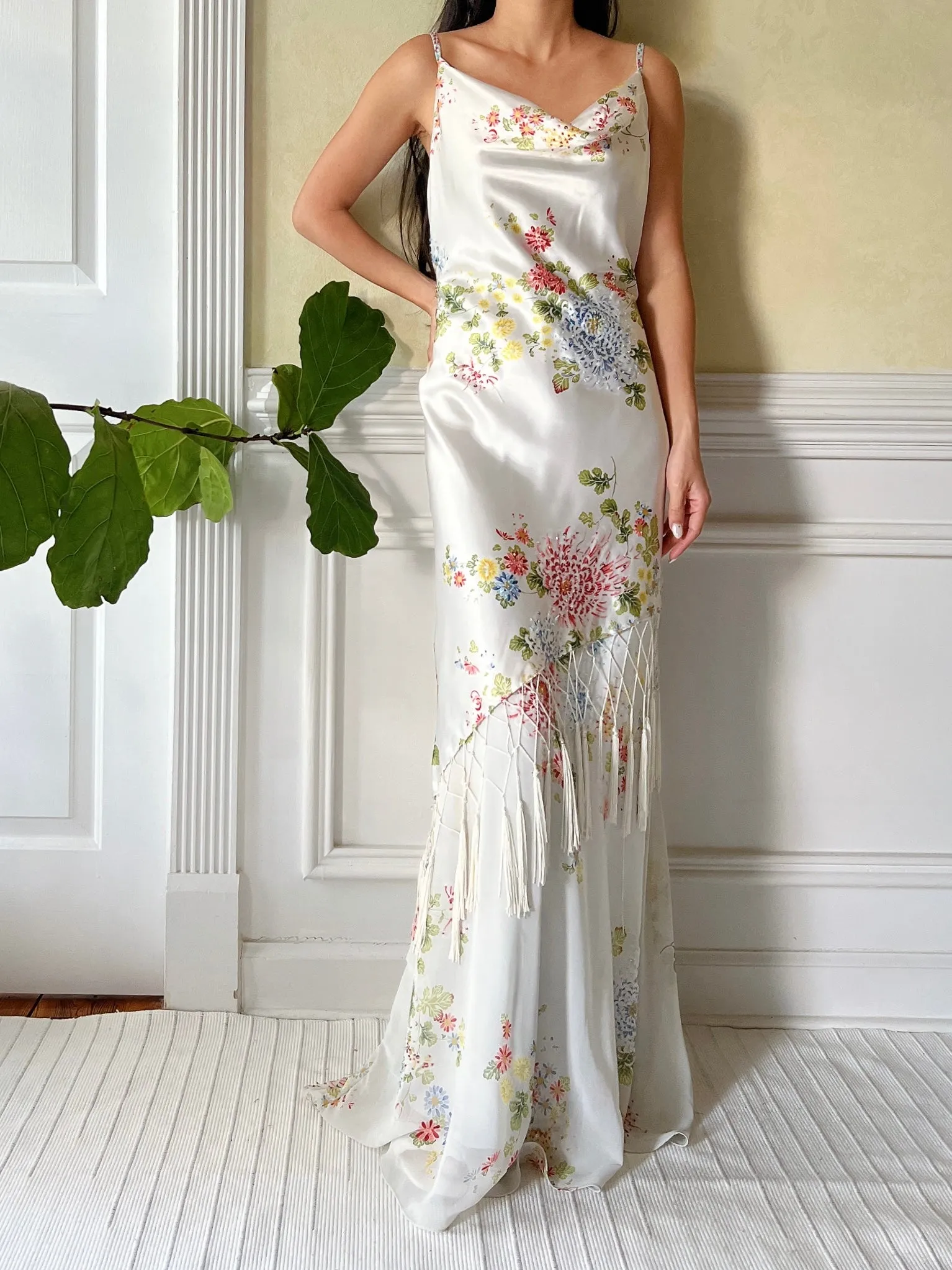 Y2K Satin Beaded Dress - S/M