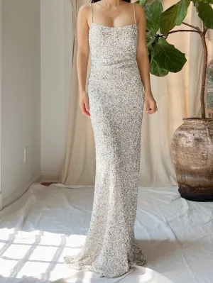 Y2K Silk White/Silver Gown - S